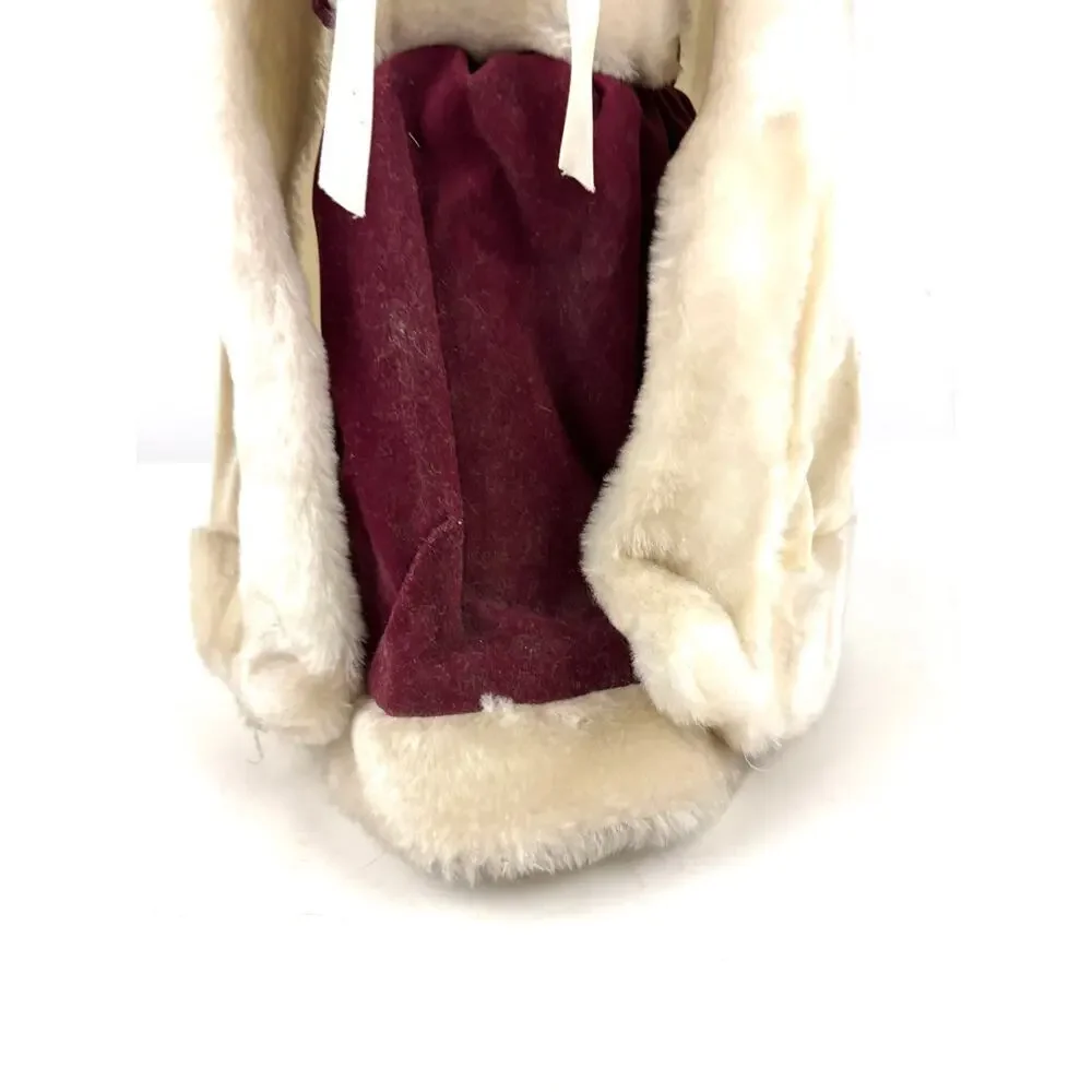 Vintage‎ Porcelain Doll in Red Dress and Hat 15” Winter Holiday With Stand